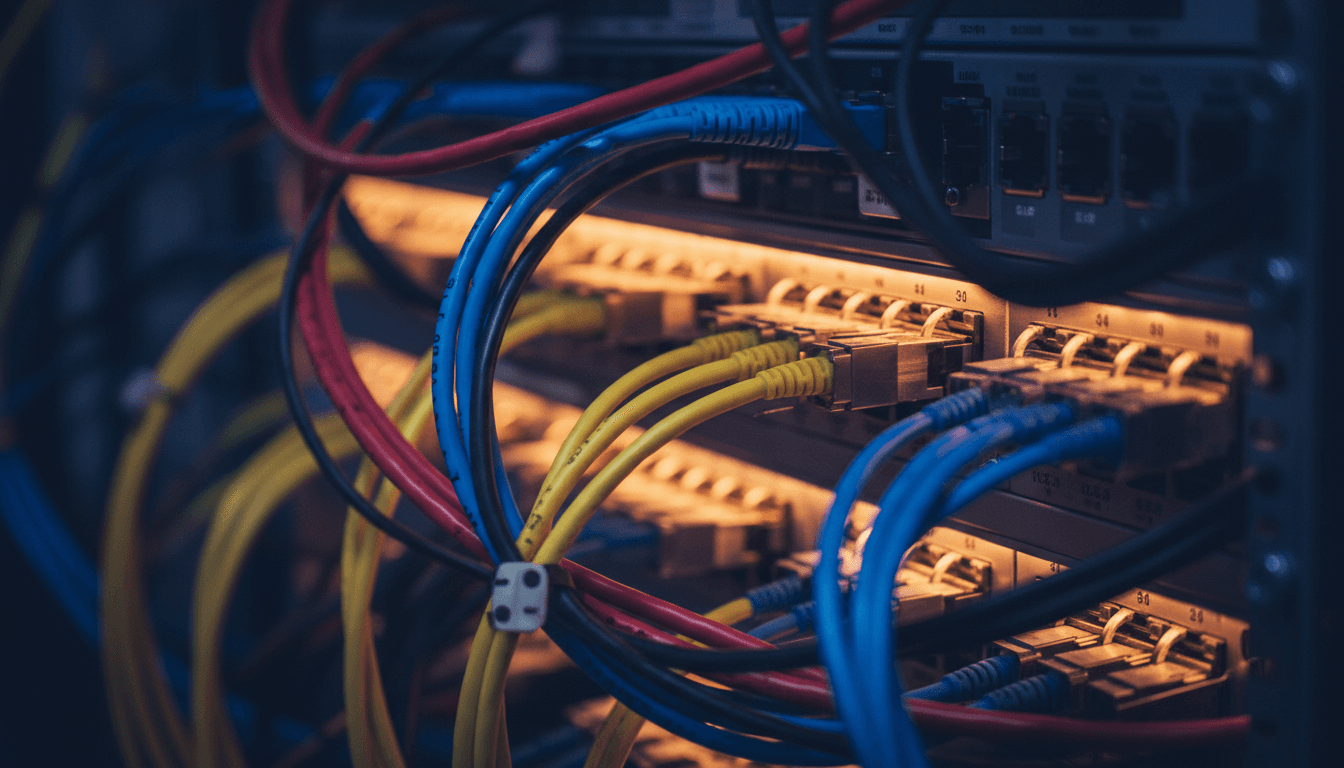 Close-up of integrated system connections and cables