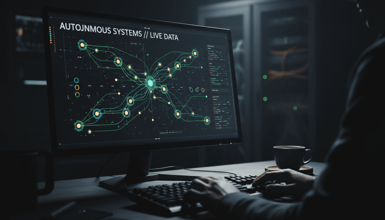 AI agent network dashboard showing autonomous systems in operation