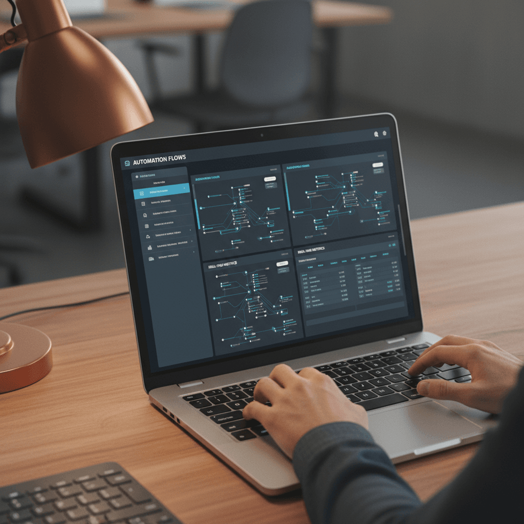 Workflow automation dashboard with agent swarms managing multi-step processes