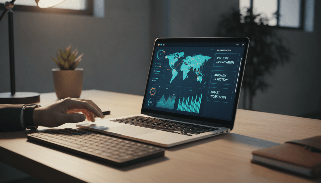 AI copilot dashboard with real-time recommendations on laptop screen