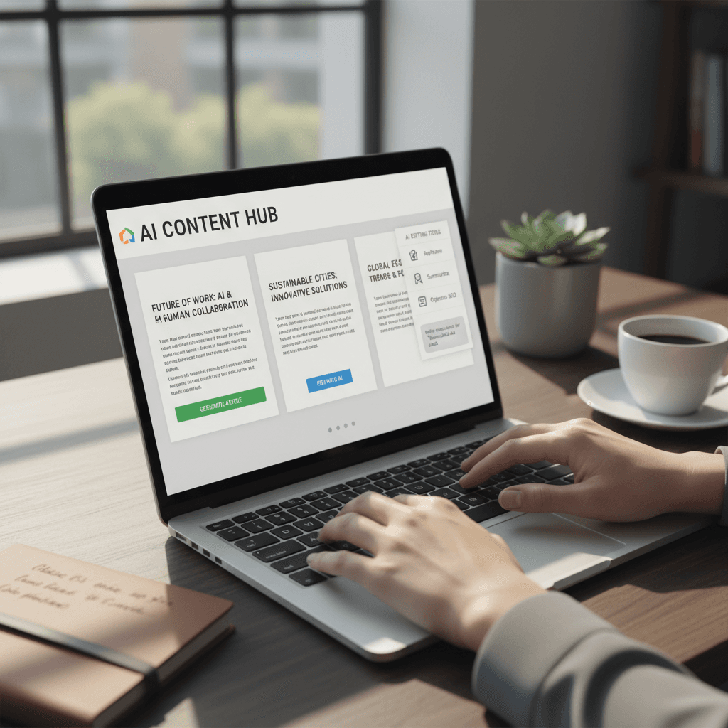 AI content generation dashboard with editing interface