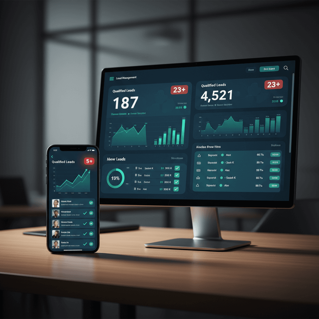 Lead generation system showing real-time qualified prospects across devices