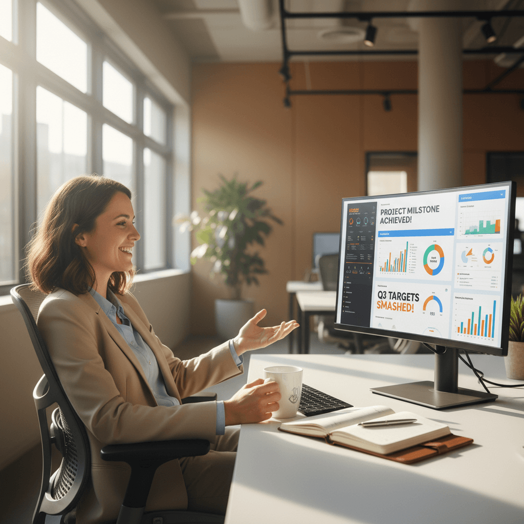 Employee using AI copilot to find company information quickly