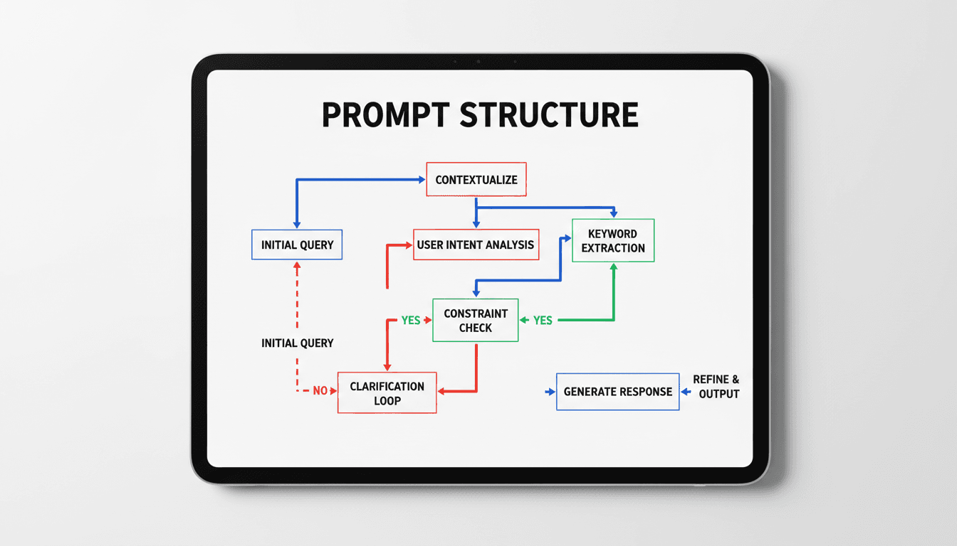 Close-up of AI prompt engineering framework on digital screen