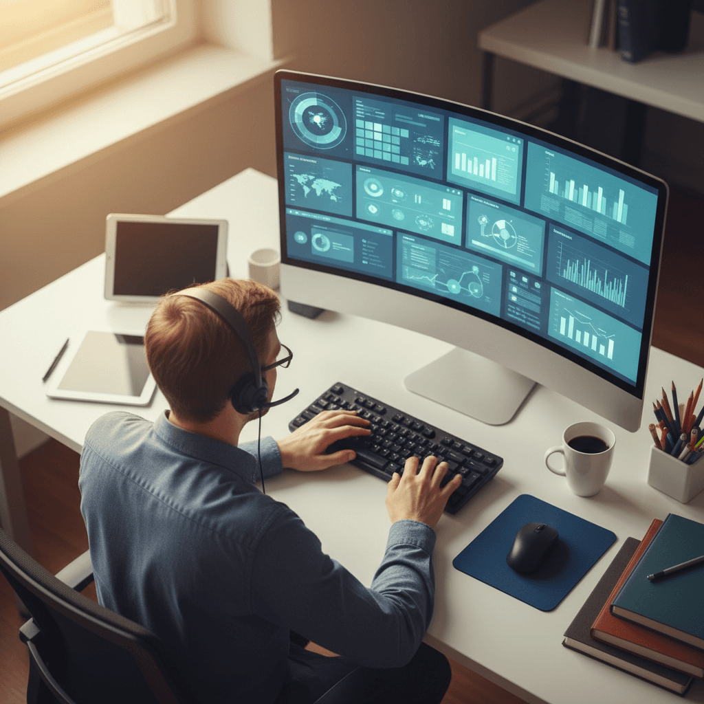 Support agent resolving customer issues with AI copilot recommendations