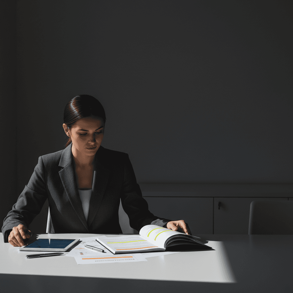 Executive reviewing AI strategy documents